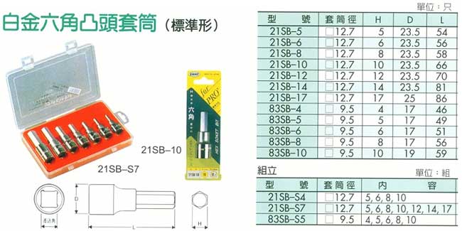 中壢五金,桃園五金,五金批發,五金行,手工具類,白金六角凸頭套筒(標準型)