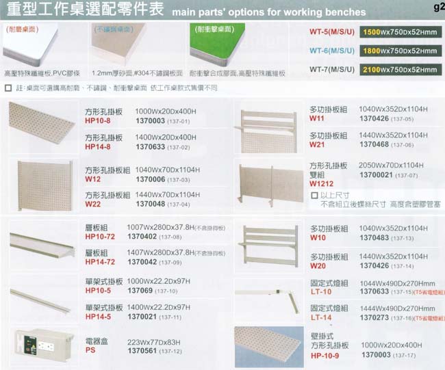 工具桌零件