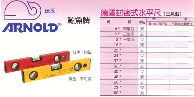 中壢五金,桃園五金,五金批發,五金行,量測工具,德國封密式水平尺(三氣泡)