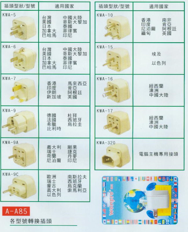 中壢五金,桃園五金,五金批發,五金行,水電材料,各型號轉換插頭